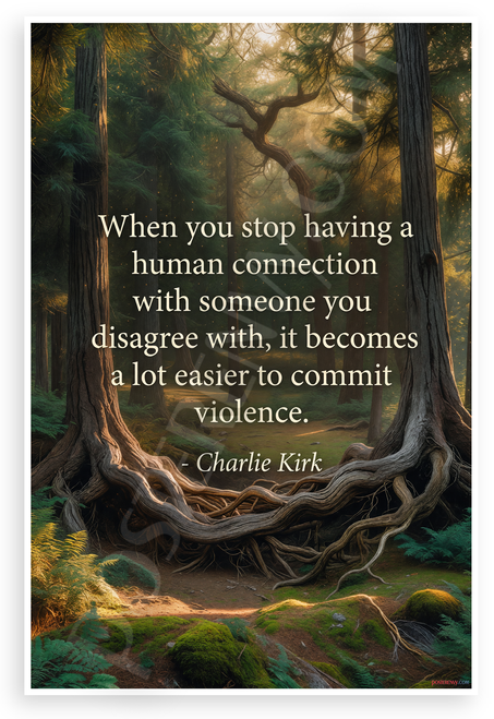 Charlie Kirk "Human Connection Violence Quote" Inspirational 12x18 US Made Poster
