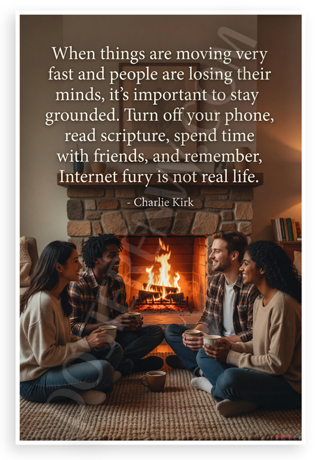 Charlie Kirk 'Internet Fury Is Not Real Life' Inspirational 12x18 US Made Poster