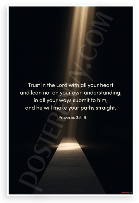 Proverbs 3:5-6 "Trust in the Lord with All Your Heart" Inspirational 12x18 US Made Poster