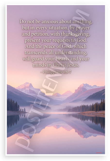 Philippians 4:6-7 'Do Not Be Anxious' Prayer Quote Inspirational 12x18 US Made Poster