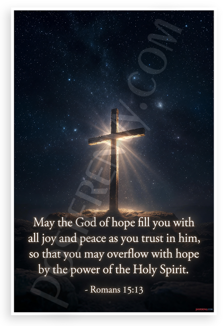 Romans 15:13 'God of Hope Fill You with Joy and Peace' Inspirational 12x18 US Made Poster