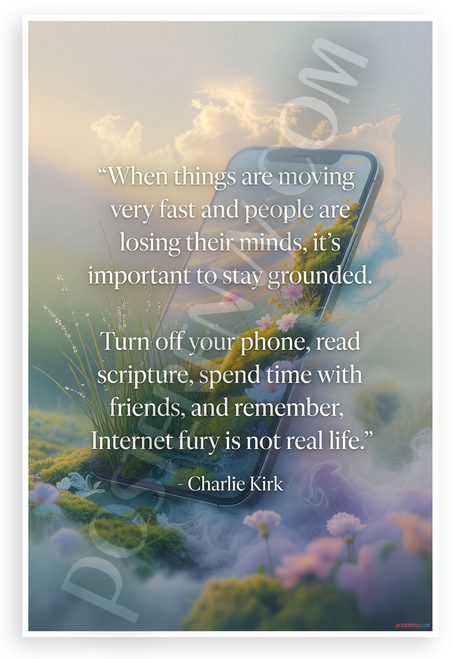 Charlie Kirk "Turn Off Your Phone Stay Grounded" Inspirational 12x18 US Made Poster