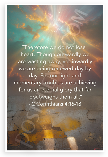 2 Corinthians 'Do Not Lose Heart' Inward Renewal Quote Inspirational 12x18 US Made Poster