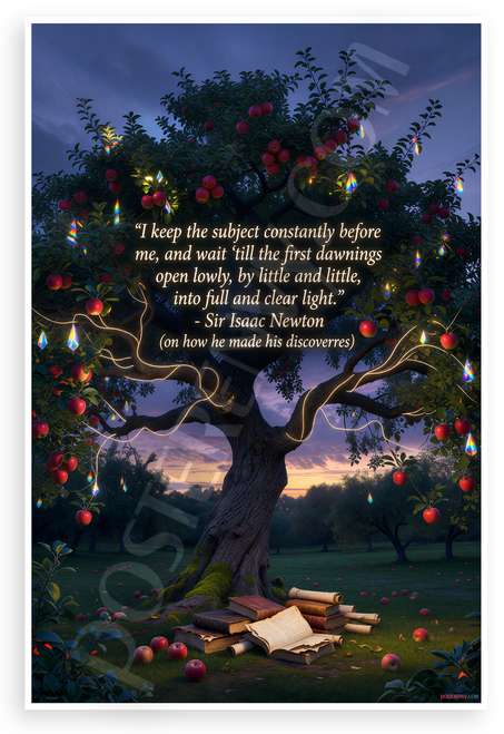 Sir Isaac Newton "Keep Subject Constantly Before Me" Inspirational 12"x18" US Made Poster