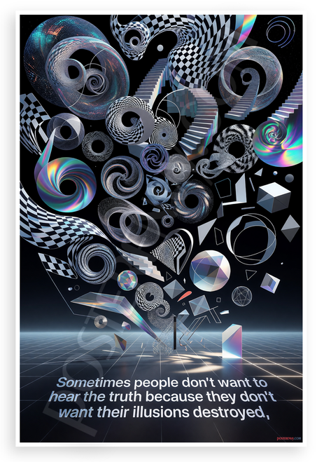 "Sometimes People Don't Want to Hear the Truth" Optical Illusion Inspirational 12x18 US Made Poster