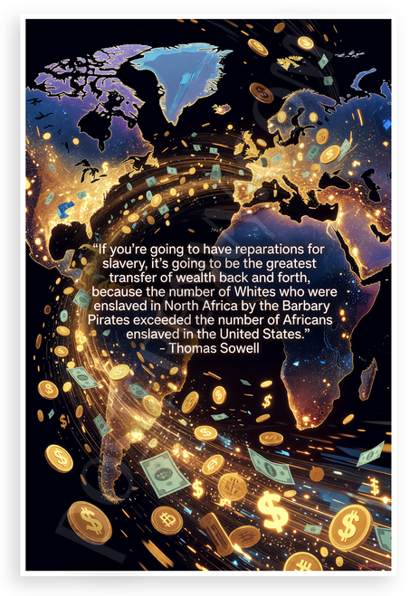 Thomas Sowell 'Reparations for Slavery Greatest Wealth Transfer' Quote 12x18 US Made Poster