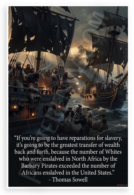 Thomas Sowell 'Reparations for Slavery Barbary Pirates' Historical 12x18 US Made Poster