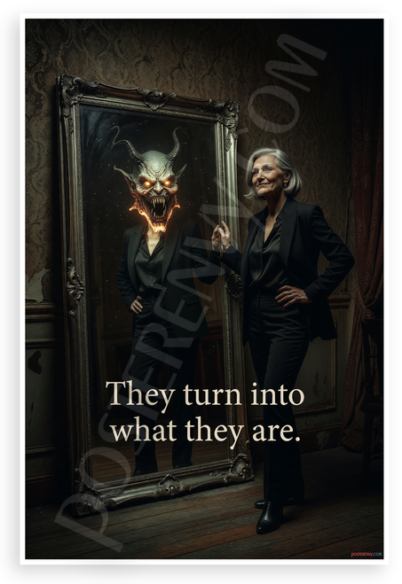 "They Turn Into What They Are" Demon Mirror Reflection Inspirational 12x18 US Made Poster