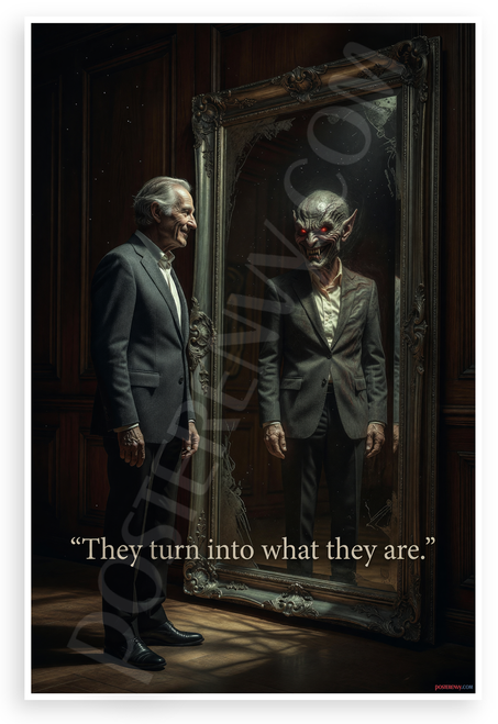 "They Turn Into What They Are" Narcissist Demon Mirror Horror 12x18 US Made Poster