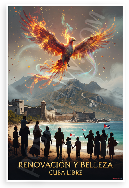 Phoenix Rising Over Cuba Renewal Beauty Inspirational 12x18 US Made Poster