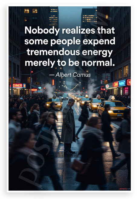 Albert Camus "Nobody Realizes Some People Expend Tremendous Energy to Be Normal" Inspirational 12x18 US Made Poster