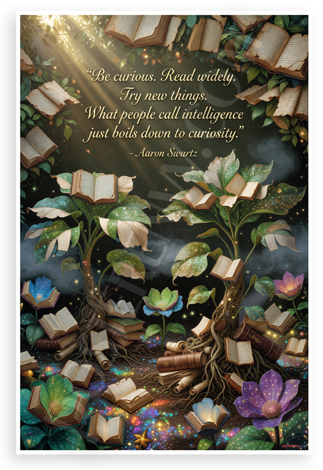 Aaron Swartz 'Be Curious Read Widely' Intelligence Quote 12x18 US Made Poster