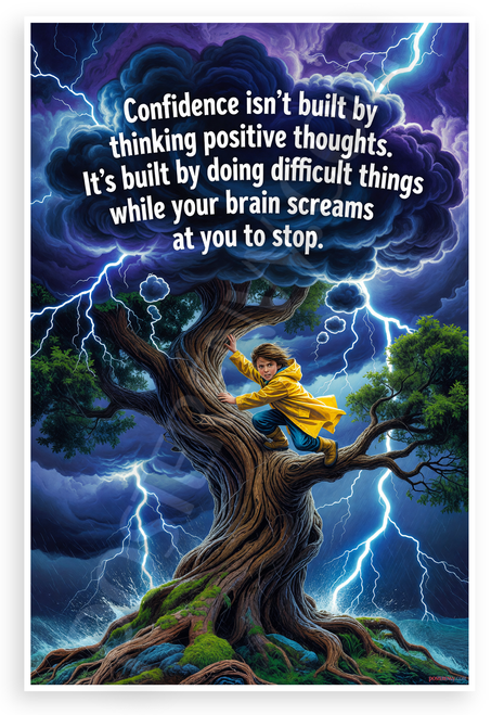 Confidence Isn't Built by Positive Thoughts Quote Motivational 12x18 US Made Poster