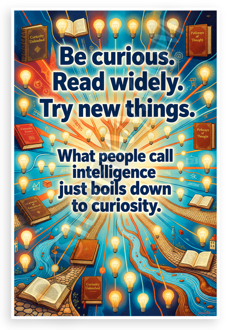 Aaron Swartz 'Be Curious Read Widely Try New Things' Inspirational 12x18 US Made Poster