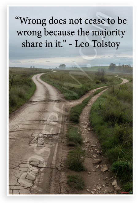 Leo Tolstoy "Wrong Does Not Cease to Be Wrong" Inspirational 12x18 US Made Poster