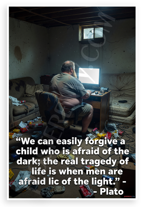 Plato "We Can Easily Forgive a Child Afraid of the Dark" Inspirational 12x18 US Made Poster
