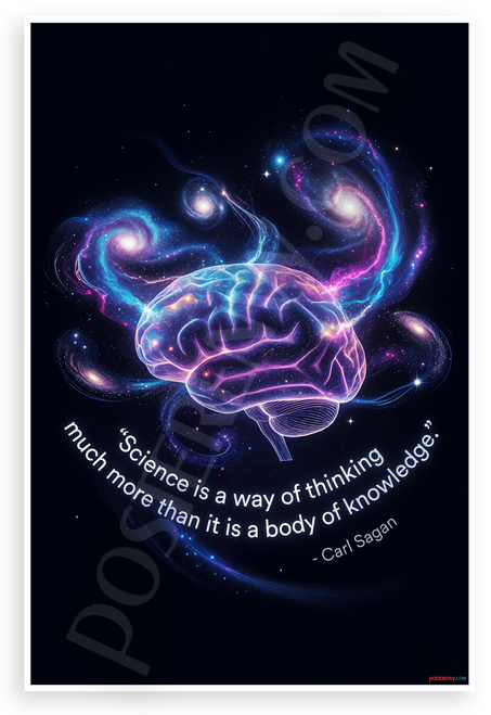 Carl Sagan "Science is a Way of Thinking Much More Than a Body of Knowledge" Inspirational 12x18 US Made Poster