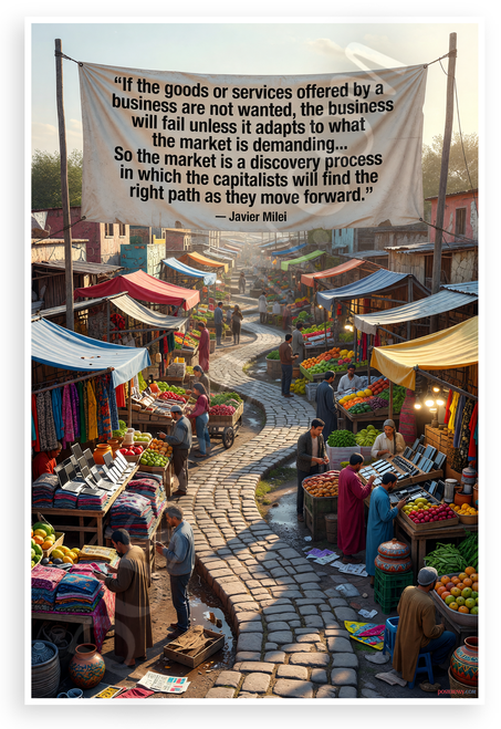 Javier Milei 'Market Discovery Process' Business Adaptation Quote Inspirational 12x18 US Made Poster