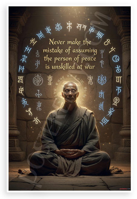 Never Make Mistake Assuming Person of Peace Unskilled at War Inspirational 12x18 US Made Poster