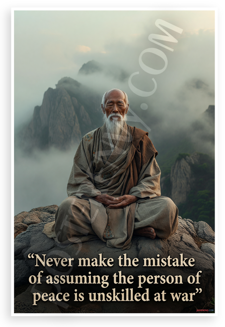 "Never Make the Mistake of Assuming the Person of Peace Is Unskilled at War" Zen Warrior 12x18 US Made Poster