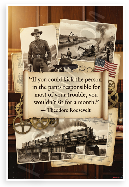 Theodore Roosevelt "If You Could Kick the Person" Quote Vintage 12x18 US Made Poster