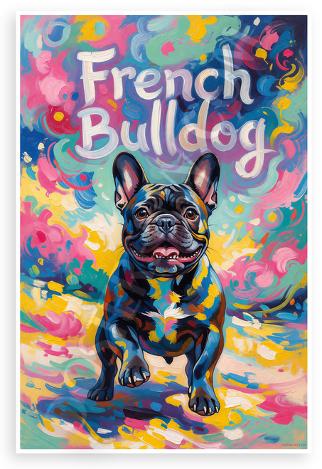 French Bulldog Vibrant Abstract Joyful Art 12x18 US Made Poster