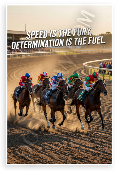 "Speed Is the Fury, Determination Is the Fuel" Horse Racing Motivational 12x18 US Made Poster