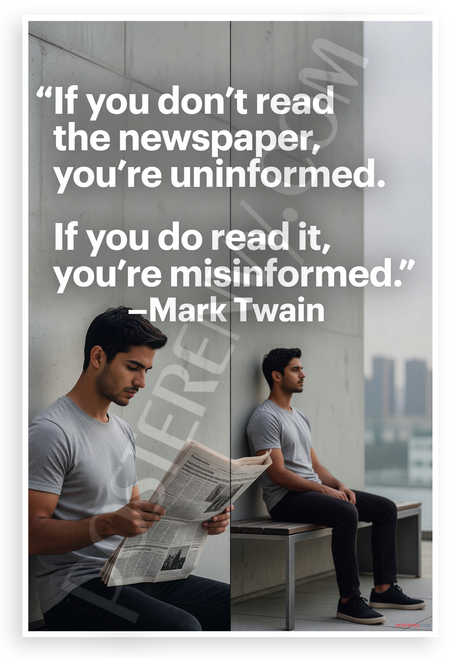 Mark Twain 'If You Don't Read the Newspaper You're Uninformed If You Do You're Misinformed' Quote 12x18 US Made Poster