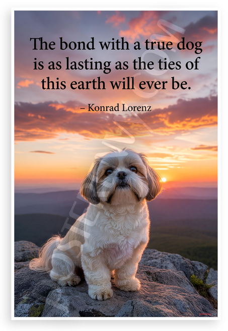 Konrad Lorenz "Bond with a True Dog" Inspirational Shih Tzu 12x18 US Made Poster
