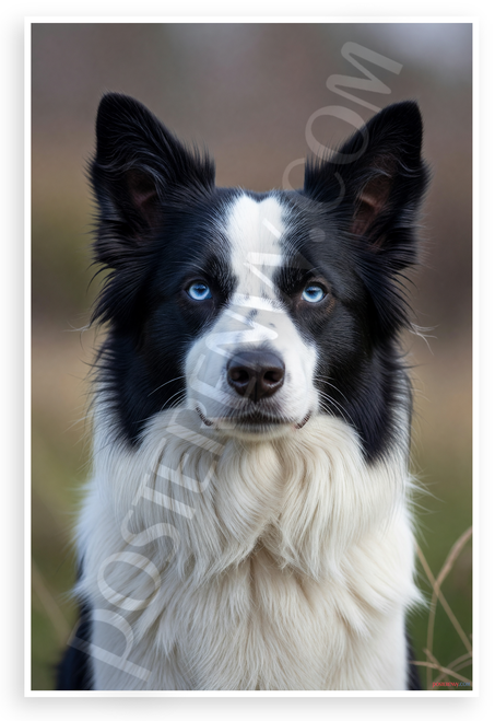 Border Collie Portrait Intelligent Blue Eyes Wildlife 12x18 US Made Poster