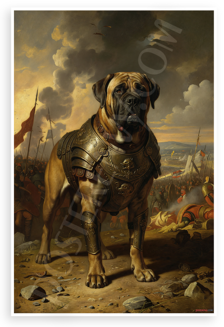 Mastiff Warrior in Ancient Armor Battle Scene 12x18 US Made Poster