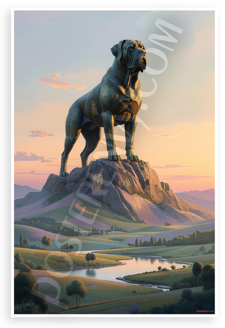 Symbolic Mastiff Guardian Over Peaceful Landscape Wildlife 12x18 US Made Poster