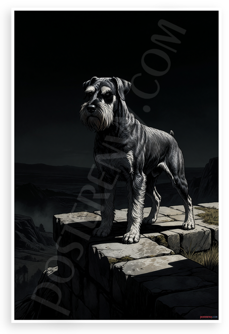 Giant Schnauzer Guardian Dramatic Illustration 12x18 US Made Poster