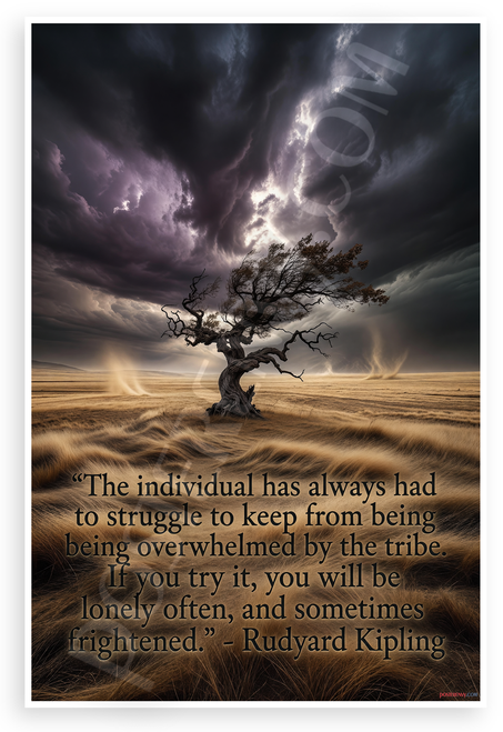 Rudyard Kipling "Individual Struggle Against Tribe" Inspirational 12x18 US Made Poster