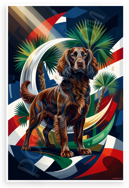 Boykin Spaniel Palmetto Tree Crescent Moon South Carolina State Symbol 12x18 US Made Poster