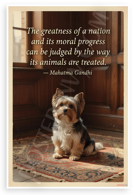 Mahatma Gandhi 'Greatness of a Nation Judged by Animals' Inspirational 12x18 US Made Poster