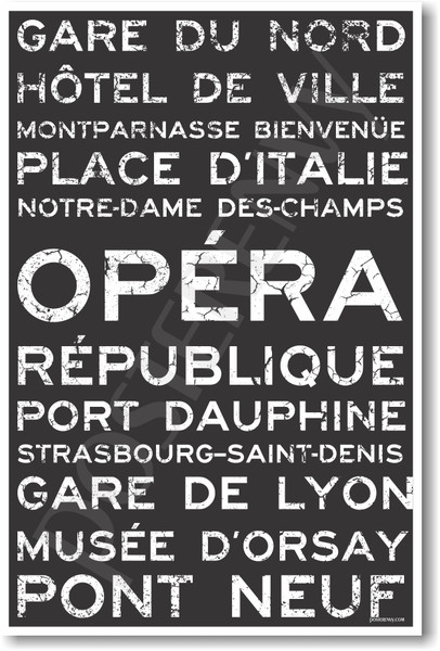 Paris Signs - NEW World Travel Poster