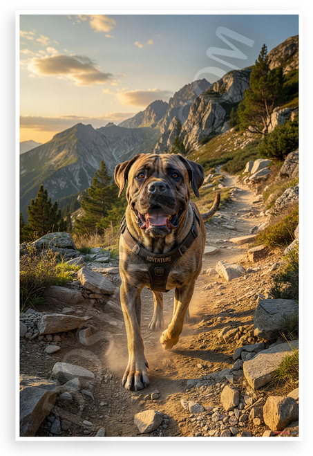 Bullmastiff Dog Hiking Mountain Trail Adventure Wildlife 12x18 US Made Poster