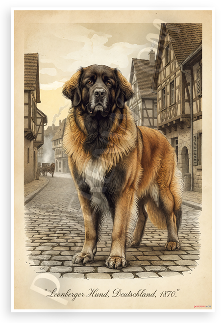 Leonberger Dog Germany 1870 Historical Vintage 12x18 US Made Poster