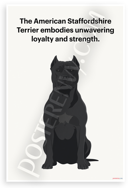 American Staffordshire Terrier 'Unwavering Loyalty and Strength' Inspirational 12x18 US Made Poster