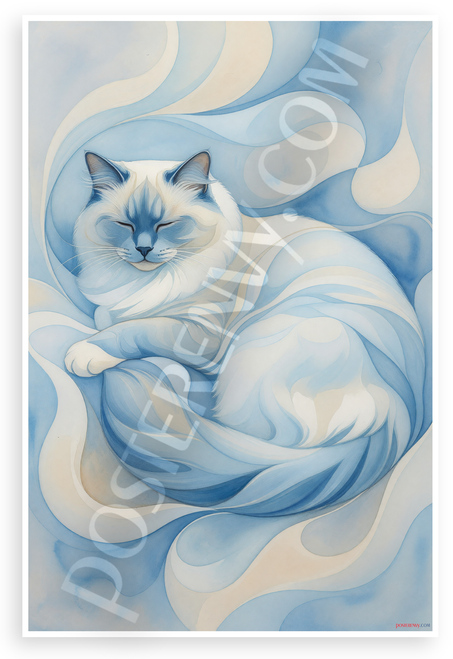Ragdoll Cat Abstract Relaxation Modern Art 12x18 US Made Poster