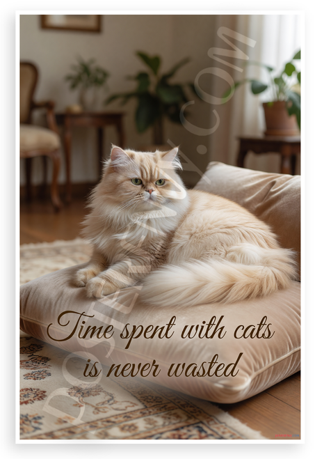 Time Spent with Cats is Never Wasted Inspirational 12x18 US Made Poster