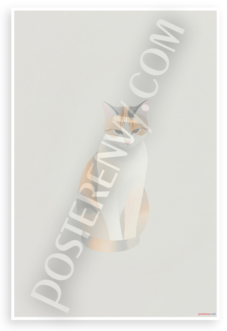 Calico Cat Minimalist Portrait Abstract Animal 12x18 US Made Poster