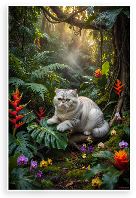 Exotic Shorthair Cat Jungle Adventure Wildlife 12x18 US Made Poster