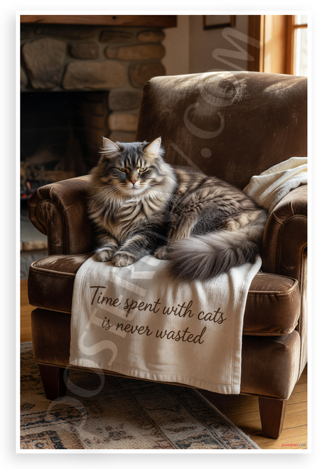 Sigmund Freud "Time Spent with Cats Is Never Wasted" Cat Lover 12x18 US Made Poster