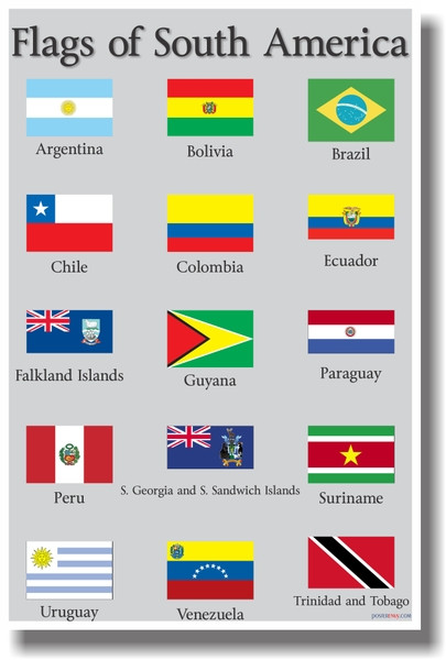Flags of South America - NEW World Travel Poster