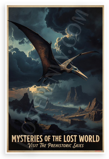 Pteranodon Mysteries of the Lost World Visit Prehistoric Skies Vintage 12x18 US Made Poster