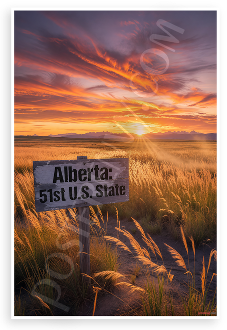 Alberta 51st US State Prairie Sunset Landscape 12x18 US Made Poster