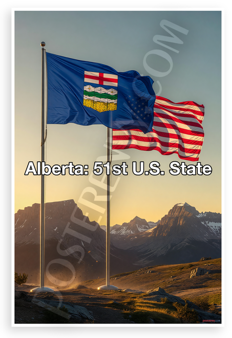Alberta 51st US State Alberta Flag American Flag Patriotic 12x18 US Made Poster