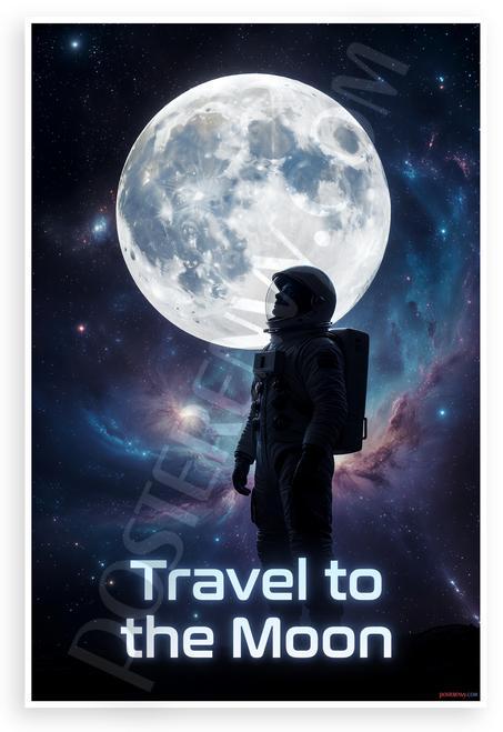 Yuri Gagarin Travel to the Moon Astronaut Silhouette 12x18 US Made Poster